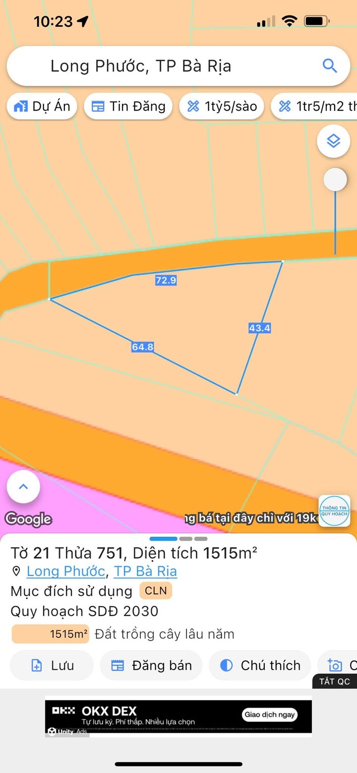 Đất Long Phước Bà Rịa 1.515m² giá 4.2 tỷ - Nắm chủ, vị trí đẹp!