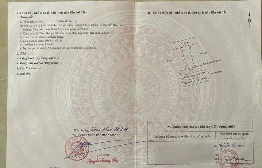 Đất nền Kiến An Hải Phòng 60.75m² giá 2.5 tỷ - Chính chủ bán gấp!