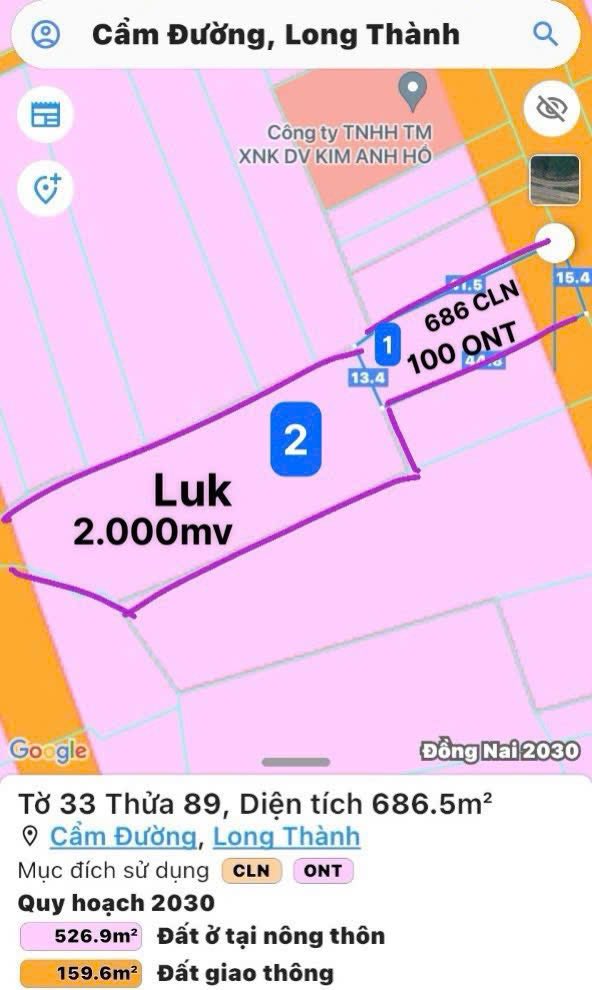 Đất nền 2690m² mặt tiền đường Suối Quýt, Long Thành, 11.5 tỷ - Đầu tư kinh doanh tuyệt vời!