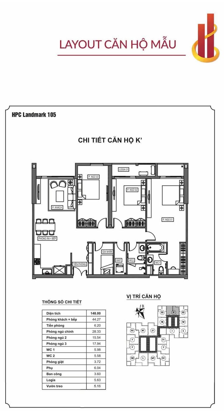 Căn hộ HPC Landmark 105 Hà Đông 133m² giá 9.7 tỷ - Nhà mới đẹp, chính chủ!