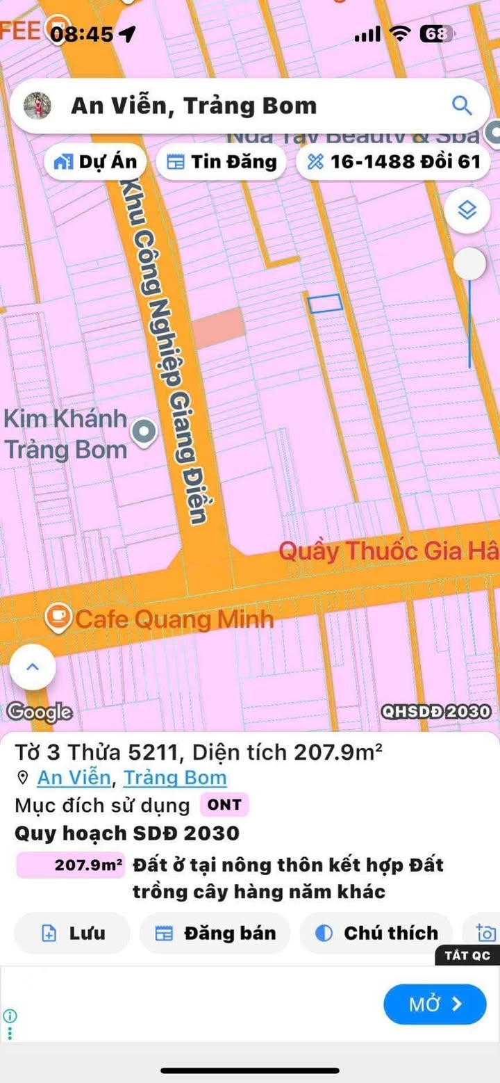 Đất thổ cư 100% An Viễn Trảng Bom 210m² - Giá thỏa thuận cực tốt!