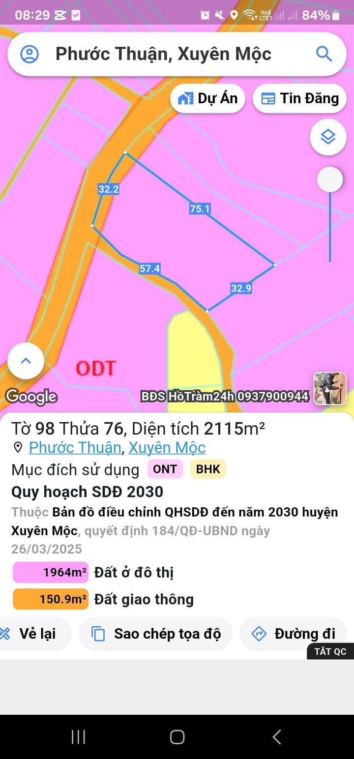 Đất nền Phước Thuận Xuyên Mộc 2400m² giá 5 tỷ - Cơ hội đầu tư hấp dẫn!