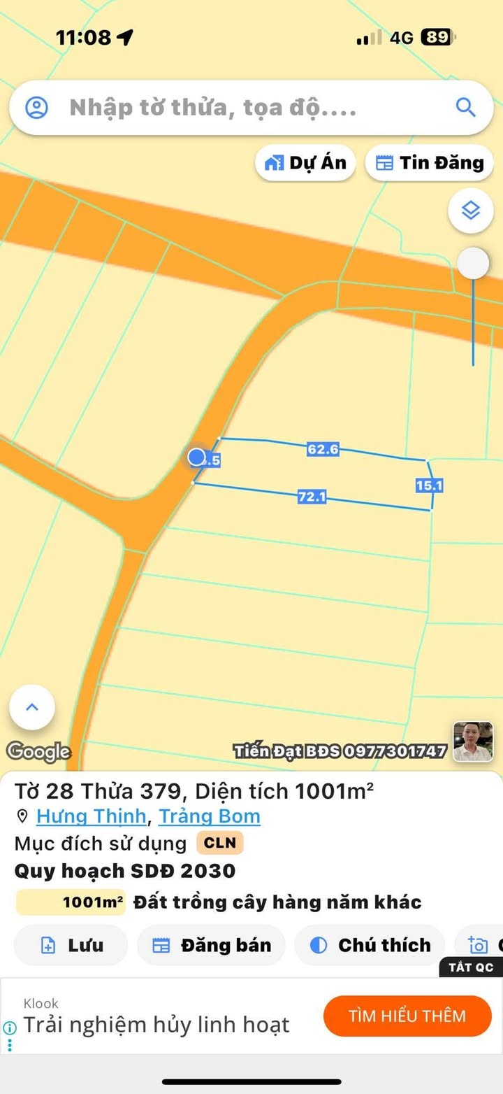 Đất nền 930m² tại xã Hưng Thịnh, Trảng Bom, Đồng Nai - Giá chỉ 1.35 tỷ!