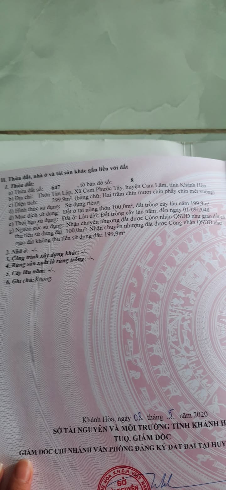 Đất thổ cư Cam Phước Tây - Cam Lâm 300m² giá thỏa thuận - Chính chủ bán gấp!