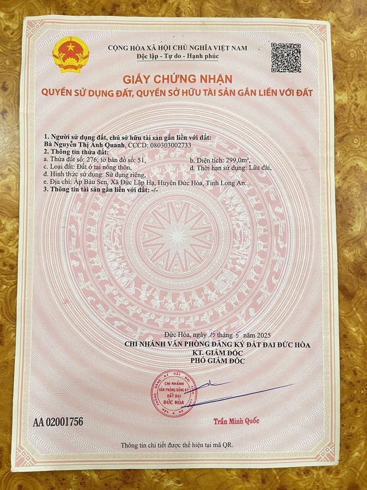 Đất nền Bàu Sen, Đức Lập Hạ, Long An 150m² giá 600 triệu - Cơ hội đầu tư hấp dẫn!