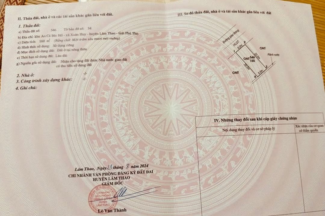 Đất thổ cư 160m² khu Ao Cá Bác Hồ, xã Xuân Huy - Giá 1 tỷ thương lượng!