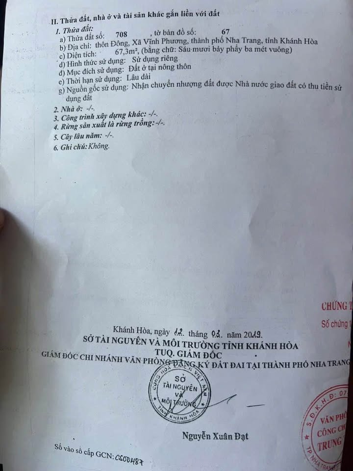 Đất nền Vĩnh Phương Nha Trang 67m² giá 1.15 tỷ - Bán gấp, cơ hội đầu tư lý tưởng!