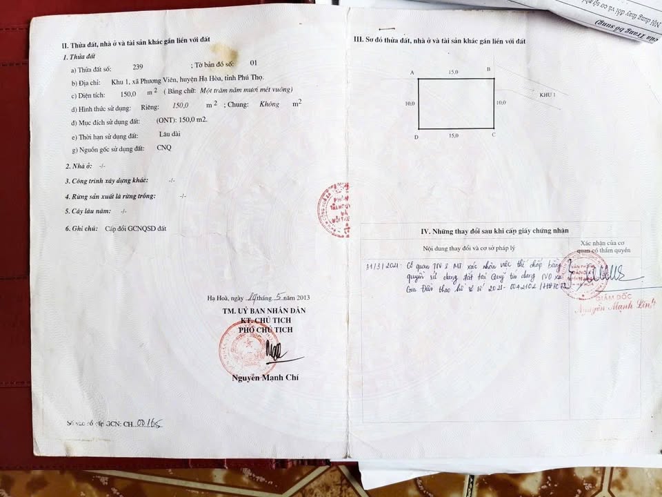 Nhà ở Phương Viên, Hạ Hòa 500m² giá chỉ 500 triệu - Cơ hội đầu tư hấp dẫn!