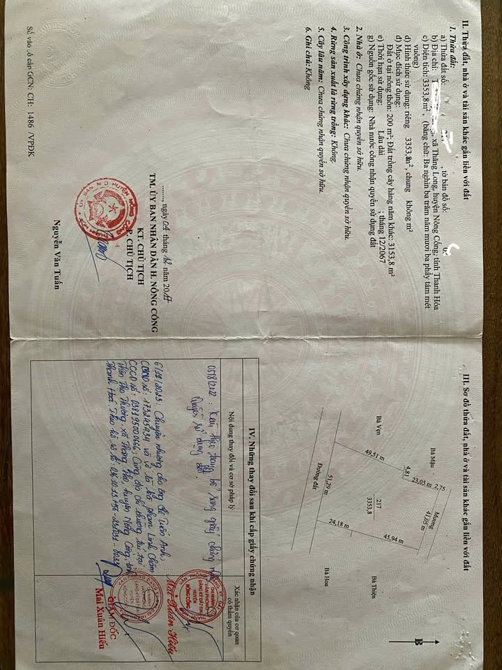 Lô đất siêu rộng 3353m² tại Thôn Mỹ Quang - Tiềm năng đầu tư lớn - Giá 2 tỷ VND!