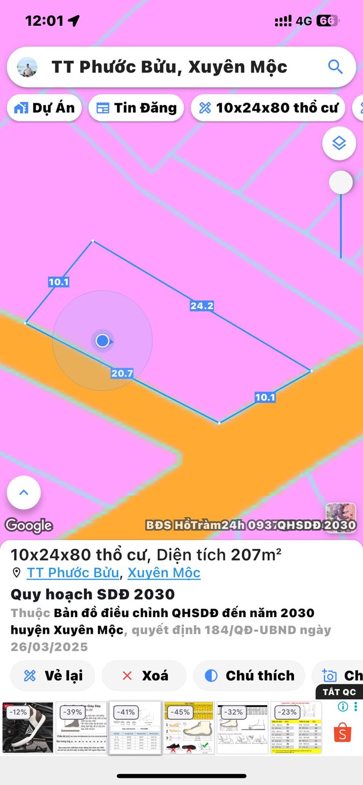 Đất thổ cư Phước Bửu, Xuyên Mộc 2400m² giá chỉ 2.4 tỷ - Cơ hội đầu tư tuyệt vời!