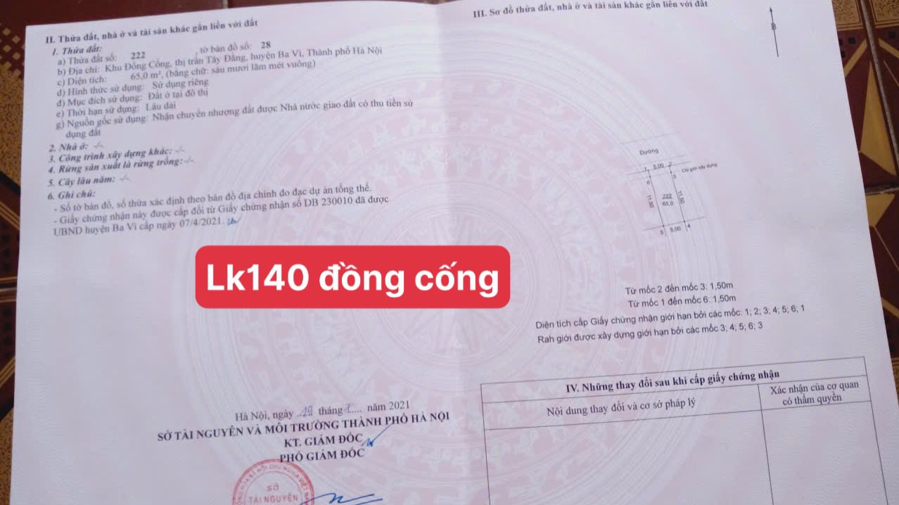 Đất nền Tây Đằng, Ba Vì 65m² giá thỏa thuận - View vườn hoa tuyệt đẹp!