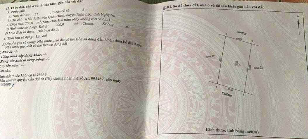 Đất nền Quán Hành 200m² giá thỏa thuận - Cơ hội đầu tư hấp dẫn!