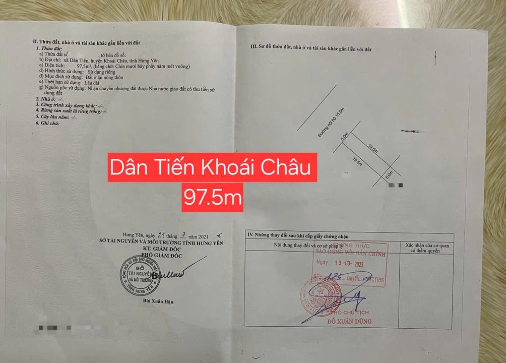 Đất mặt tiền kinh doanh Dân Tiến, Khoái Châu 97m² giá 7 tỷ - Cơ hội đầu tư hấp dẫn!