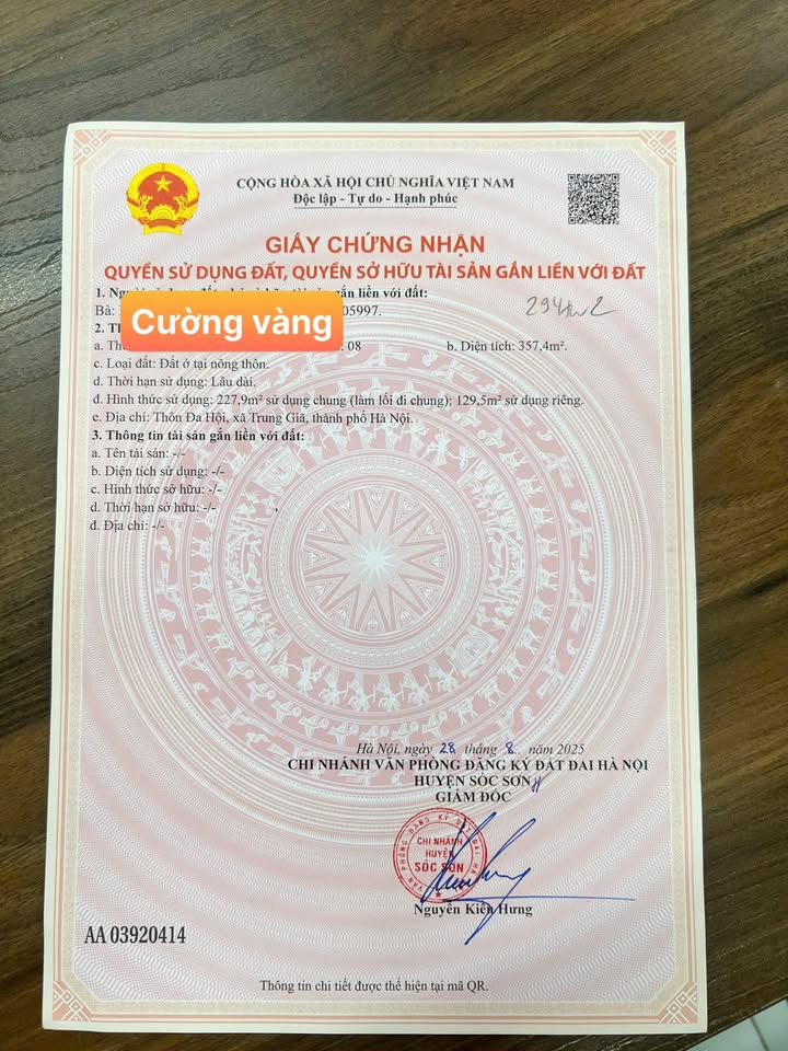 Đất siêu đẹp 129m² tại Trung Giã, Sóc Sơn - Giá chỉ 1 tỷ VND!