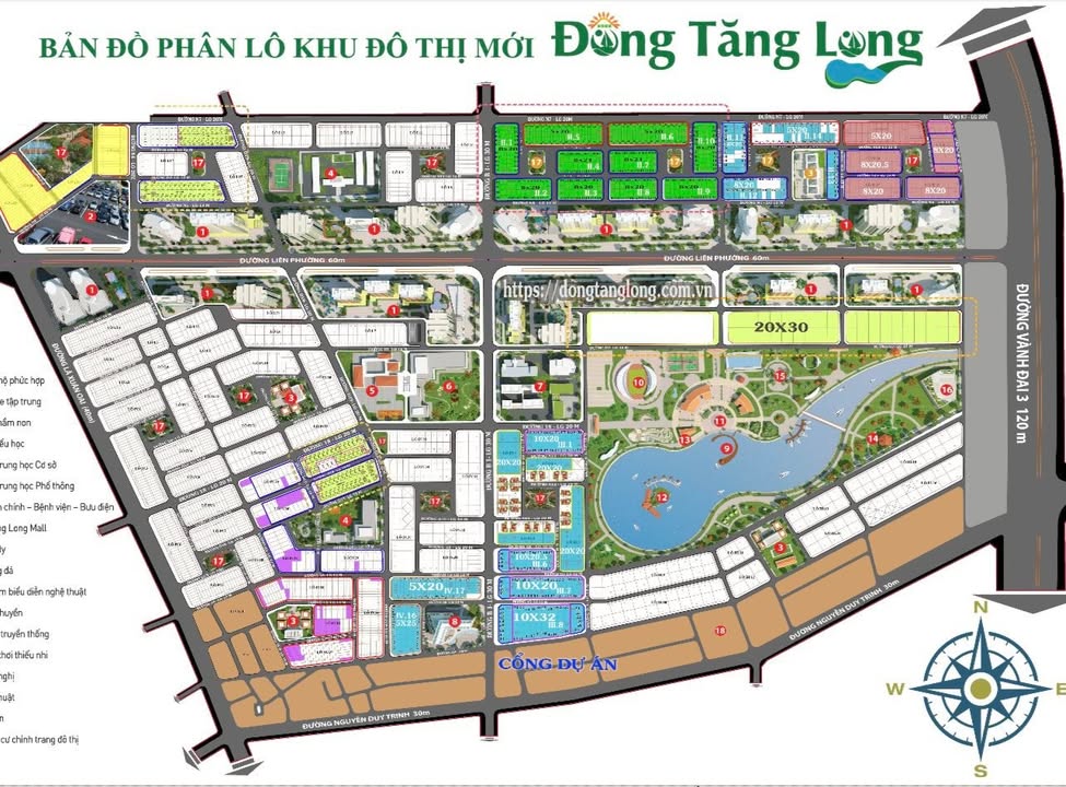 Nhà phố góc 2 mặt tiền KĐT Đông Tăng Long 100m² giá 11 tỷ - Sổ đỏ chính chủ!