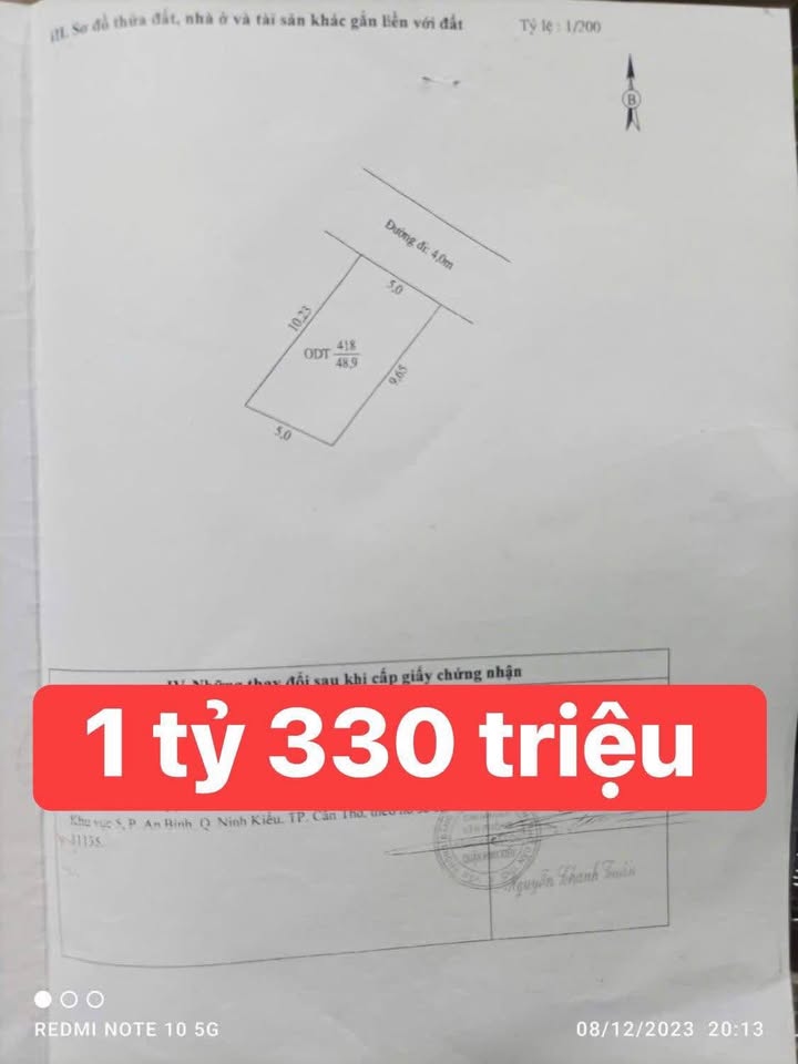 Đất nền KDC 3A An Bình 48.9m² giá 1.33 tỷ - Pháp lý rõ ràng, thuận lợi đầu tư!