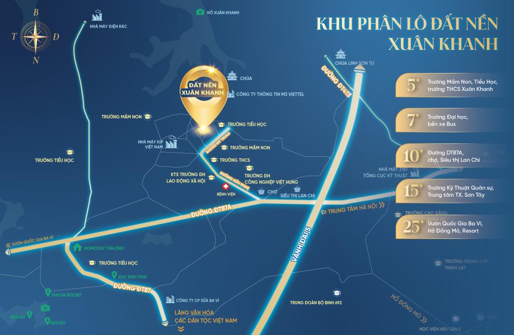 Đất nền Xuân Khanh Sơn Tây 50m² giá 1 tỷ - Vị trí đắc địa gần vành đai 5!