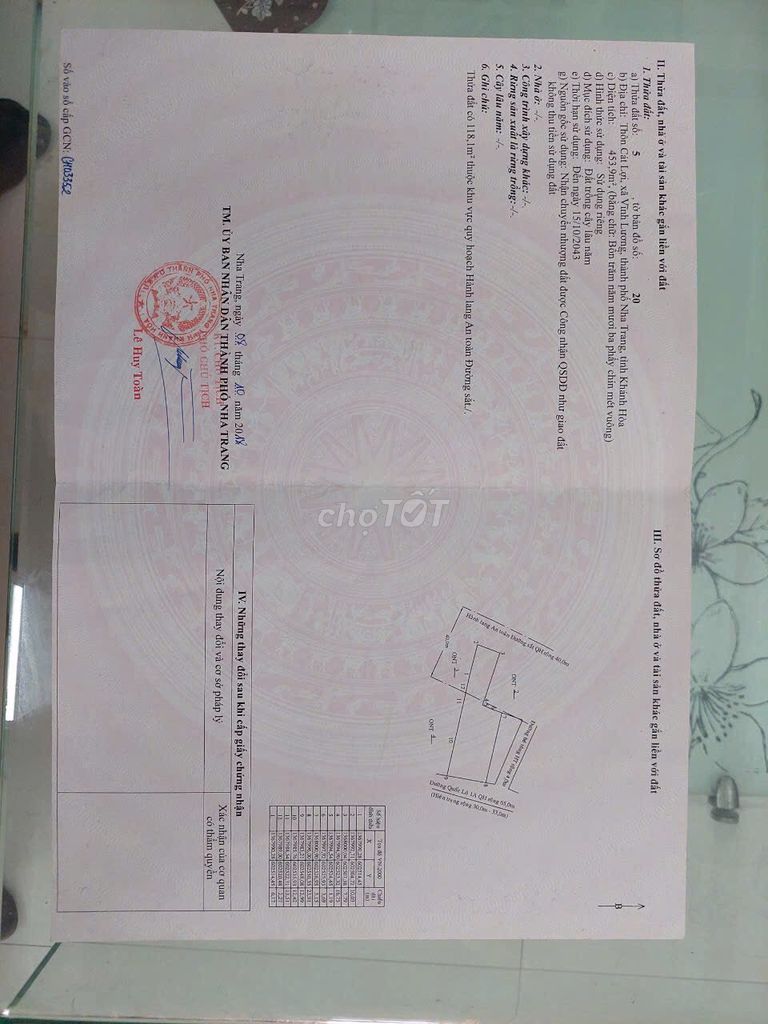 Bán đất 454m² Quốc Lộ 1 Vĩnh Lương - Giá 1,2 tỷ, Sổ hồng chính chủ!