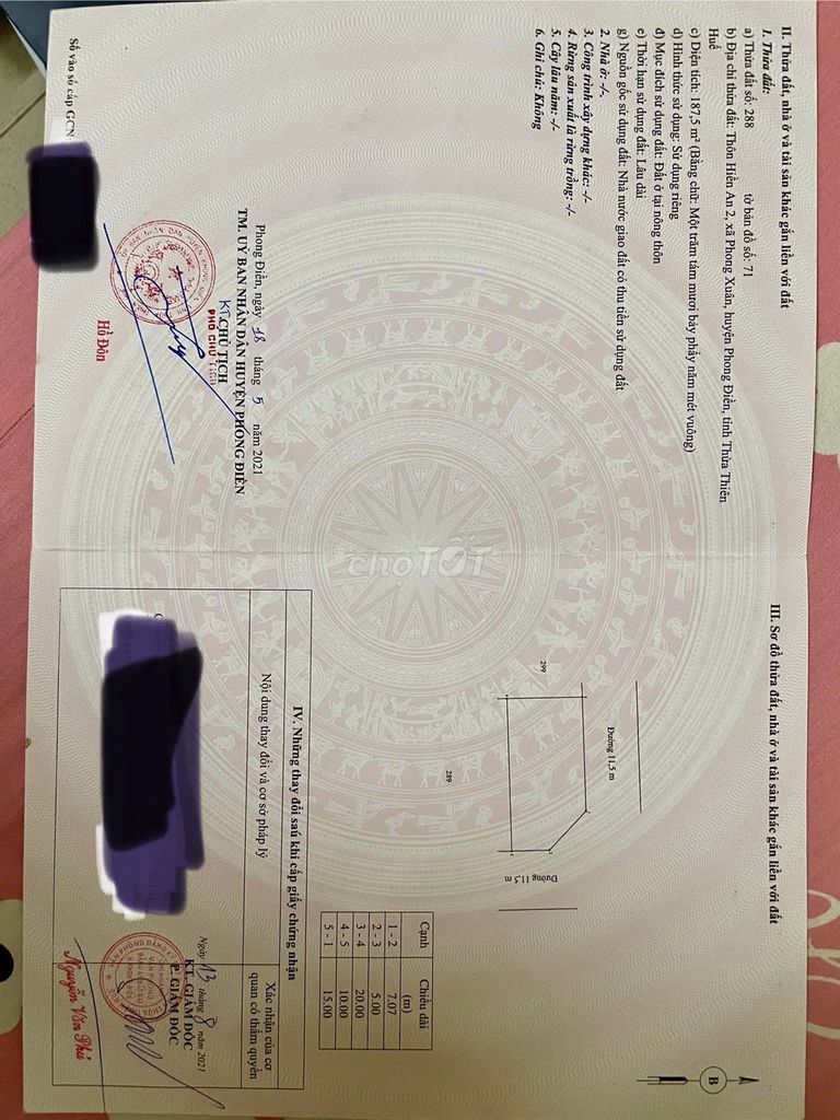 Bán lô góc 2 mặt tiền KQH Hiền An 2 187,5m² giá 760 triệu - Đầu tư sinh lời ngay!