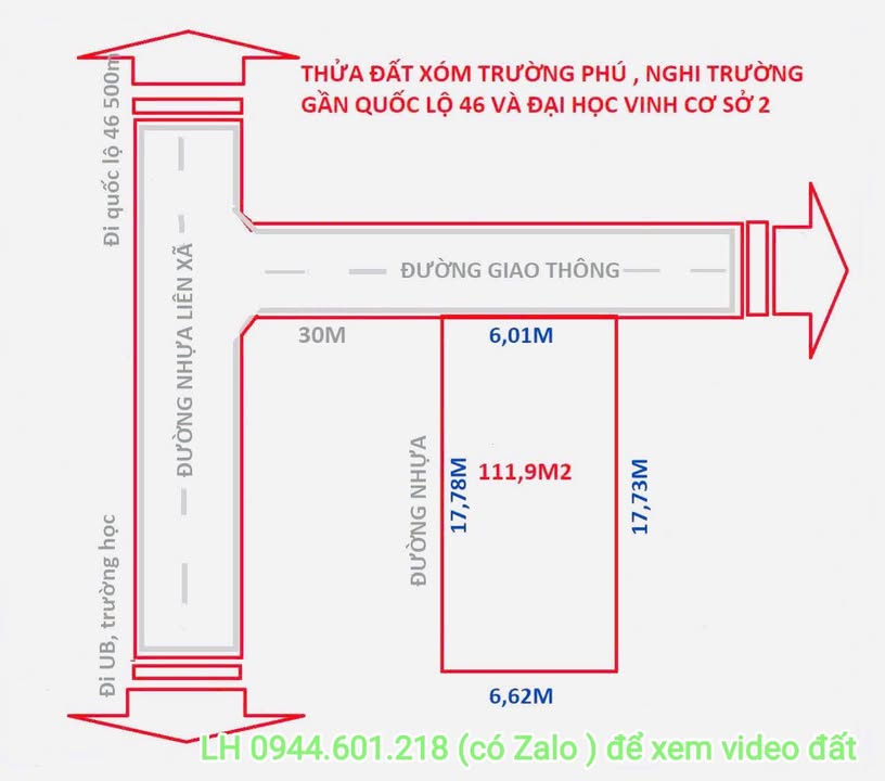 Đất nền góc 2 mặt tiền Nghi Lộc 111.9m² giá chỉ 1 tỷ - Cơ hội đầu tư hấp dẫn!