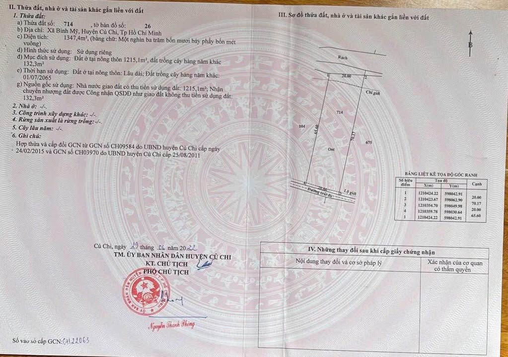 Đất thổ cư 1215m² tại Bình Mỹ, Củ Chi - Giá chỉ 33.675 tỷ!