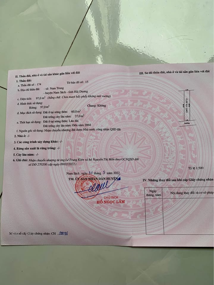 Đất nền thôn Mạn Đê, xã Nam Trung, huyện Nam Sách 97m² giá chỉ 800 triệu - Cơ hội đầu tư tuyệt vời!