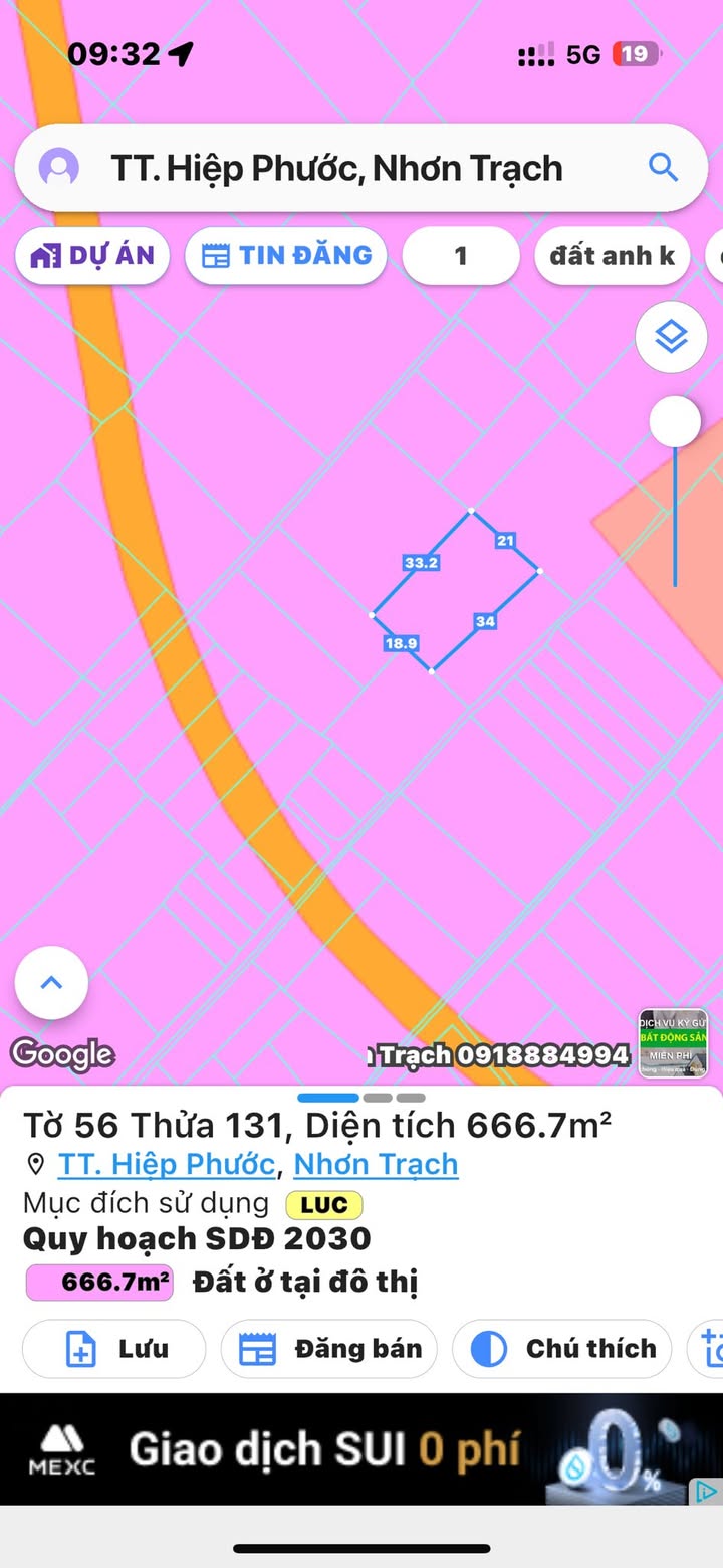 Đất nền Hiệp Phước, Nhơn Trạch 1000m² giá 5 tỷ - Cơ hội đầu tư hấp dẫn!