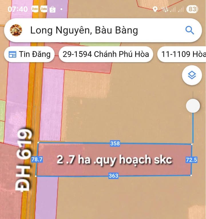 Đất nền Bàu Bàng 2.7ha giá 50 tỷ - Mặt tiền đường chính, cơ hội đầu tư lớn!