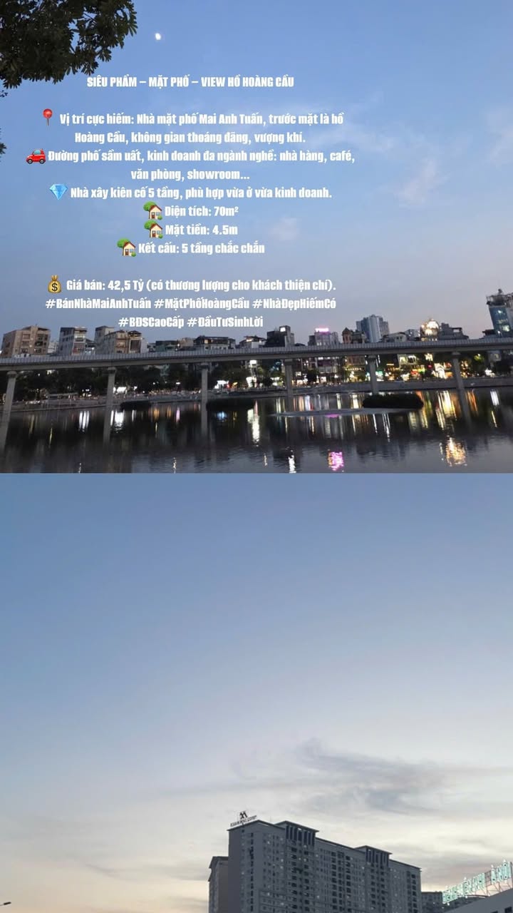 Nhà mặt phố Mai Anh Tuấn 70m² giá 42,5 tỷ - View hồ Hoàng Cầu đắc địa!