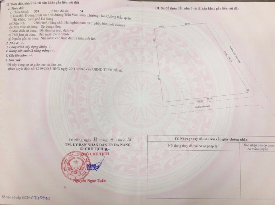 Đất giáo dục tại Đường Trần Văn Giáp, Hải Châu, Đà Nẵng 2500m² giá 20 tỷ - Đầu tư sinh lời ngay!