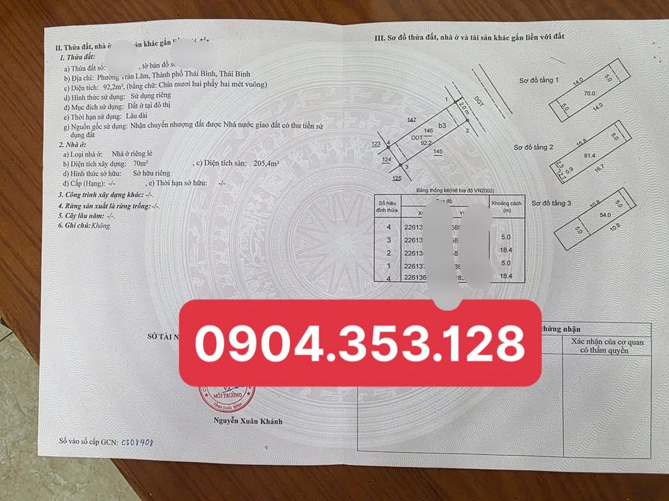 Nhà 3.5 tầng KĐT Trần Lãm Thái Bình 92.2m² giá 7 tỷ - Vị trí đắc địa gần công viên!