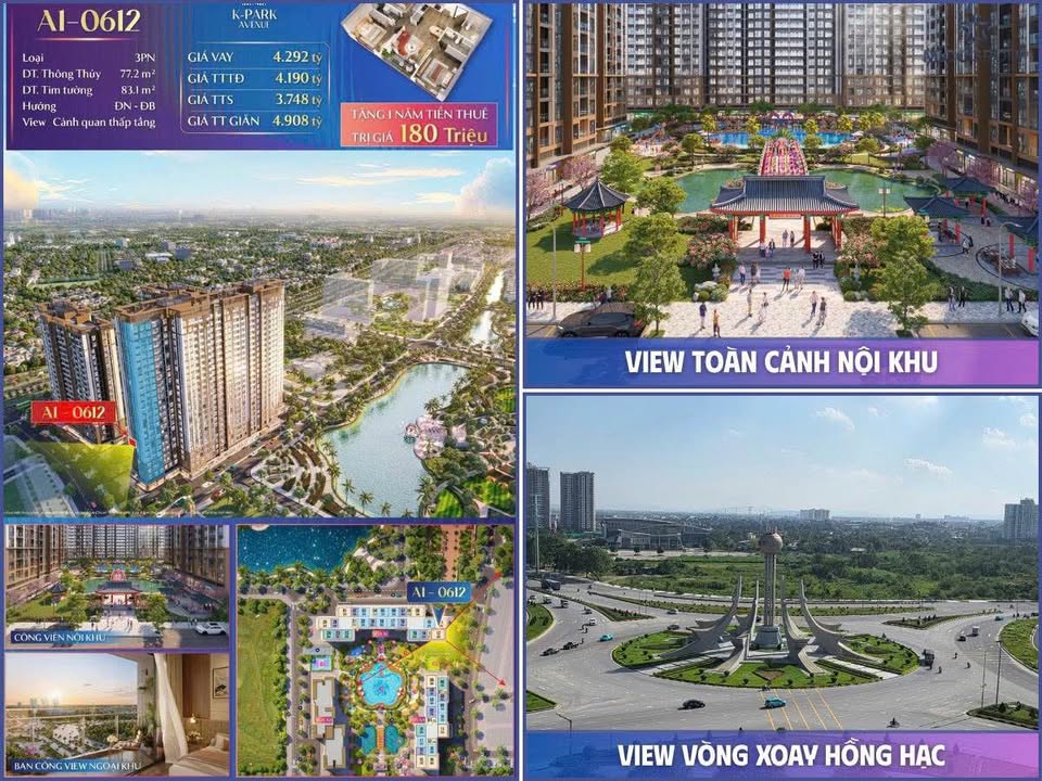 Căn hộ 3PN The K-Park Avenue Thanh Hóa 77m² giá 3.74 tỷ - View triệu đô, cơ hội sở hữu giới hạn!
