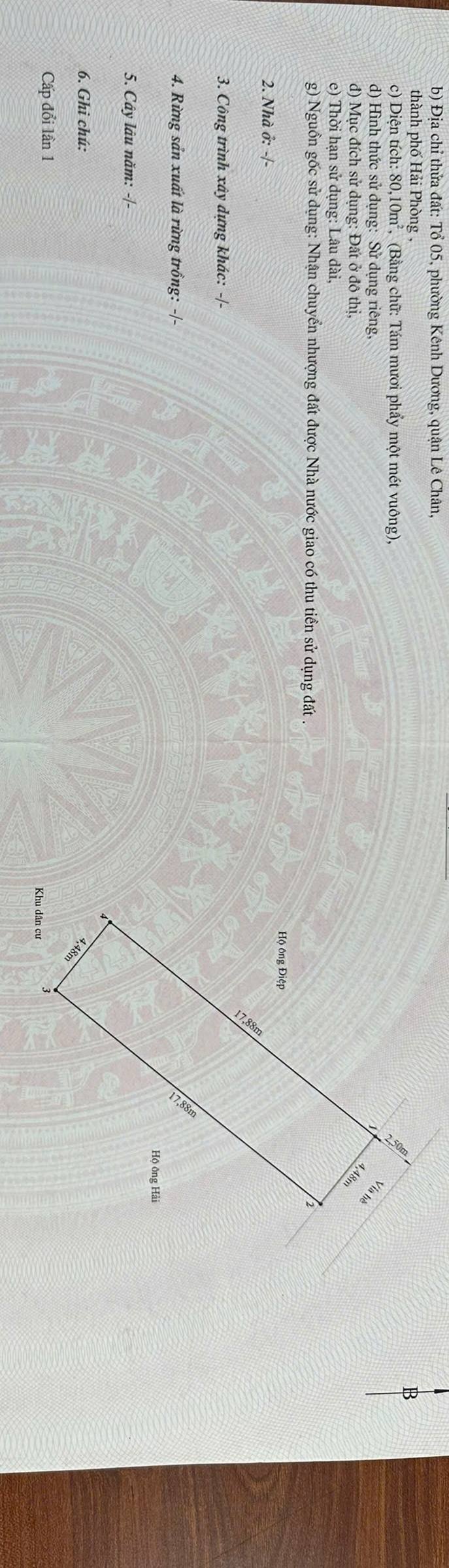 Lô đất Kênh Dương, Lê Chân 80m² giá 6.8 tỷ - Đầu tư sinh lời hấp dẫn!