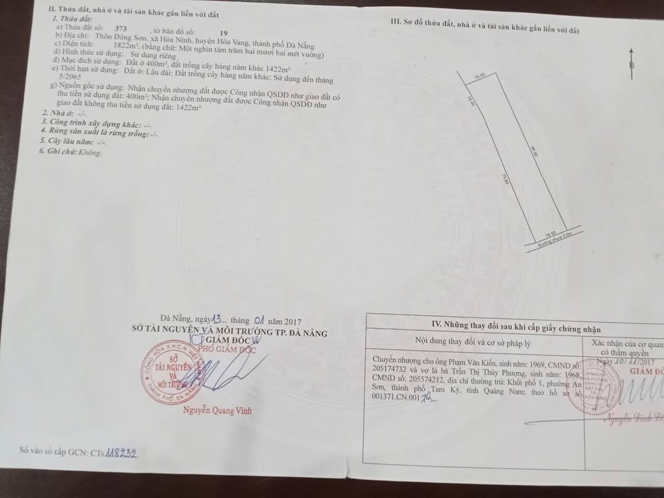 Đất thổ cư chính chủ Hòa Ninh 1822m² giá 5.8 tỷ - Sẵn sàng giao dịch!