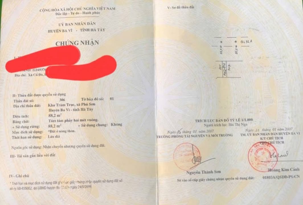 Đất mặt đường QL32 Phú Sơn, Ba Vì 88m² giá 3 tỷ - Đầu tư sinh lời cao!