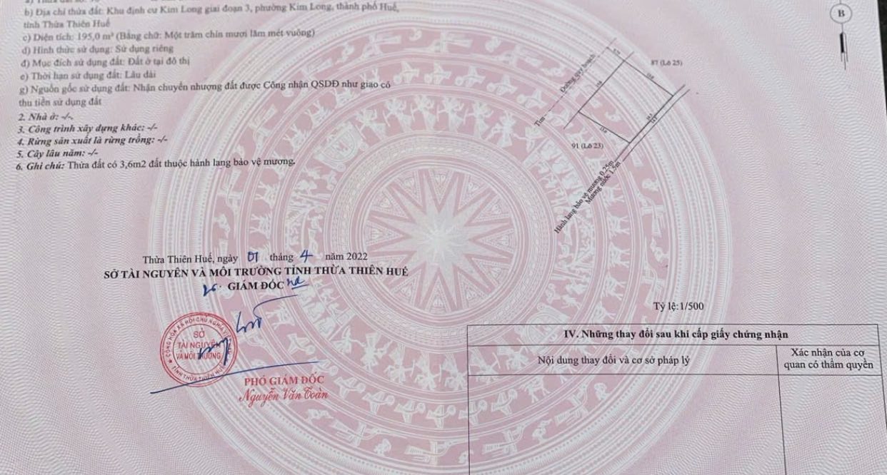 Đất nền Kim Long Huế 195m² giá chỉ 3.7 tỷ - Vị trí đẹp xây biệt thự ngay!