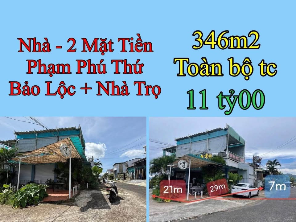 Nhà bán Phạm Phú Thứ, Bảo Lộc 346m² giá 11 tỷ - Kinh doanh tốt, 2 mặt tiền!