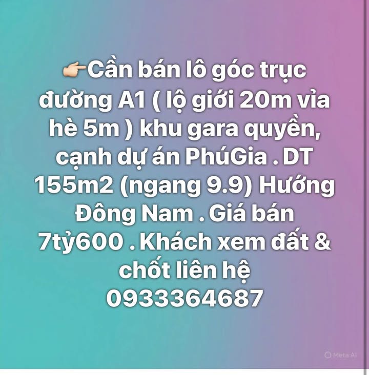 Đất nền góc đường A1, Quy Nhơn 155m² giá 7.599 tỷ - Cơ hội đầu tư hiếm có!