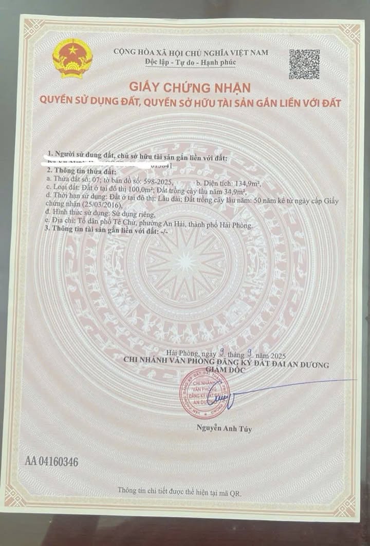 Đất nền tại khu phố Tê Chử, An Hải, Hải Phòng 139m² - Đầu tư sinh lời ngay!