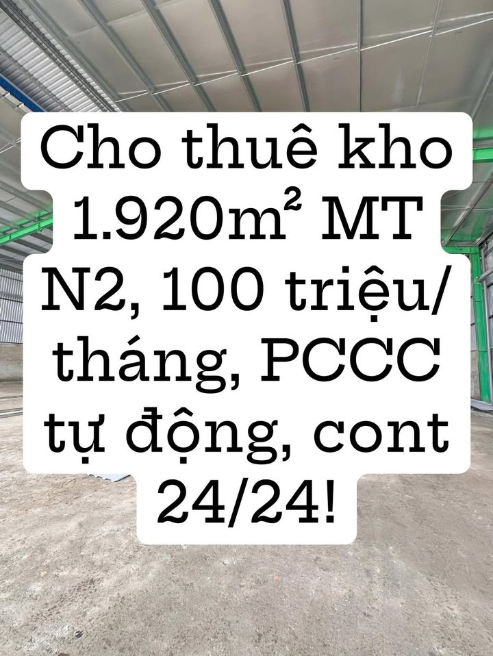 Kho xưởng cho thuê mặt tiền N2, Bình Chánh 1920m² giá 100 triệu - Nhận khách ngay!