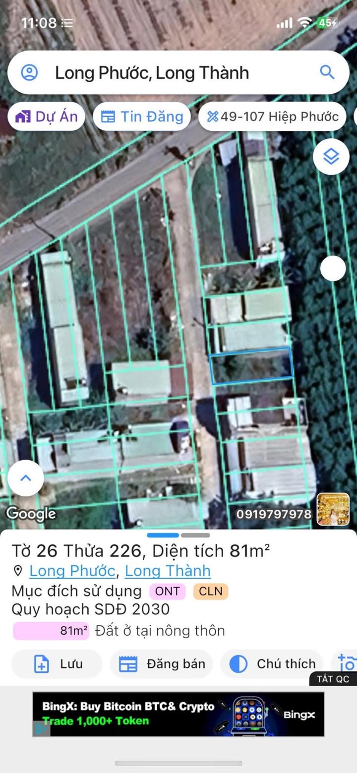 Đất thổ cư ấp Bà Ký, Long Phước 81m² giá 1.3 tỷ - Sổ đỏ chính chủ, bớt lộc!