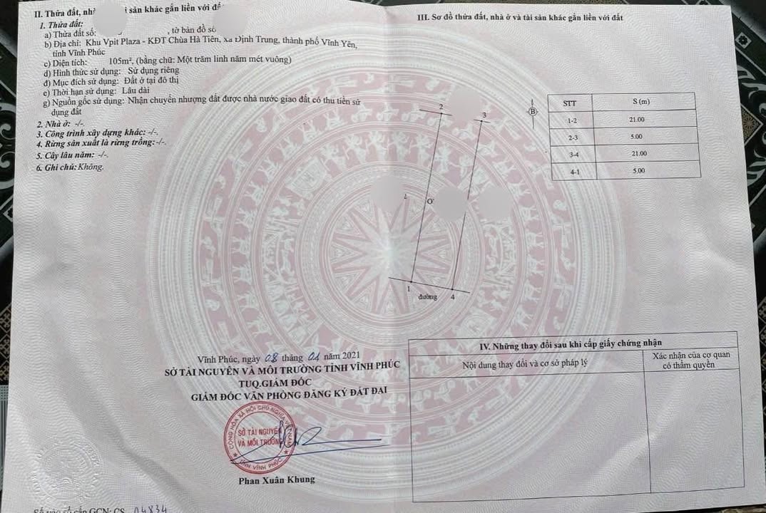 Đất nền KĐT Vipit Chùa Hà, Vĩnh Yên 105m² giá 3.55 tỷ - Siêu hiếm chỉ 1 lô duy nhất!