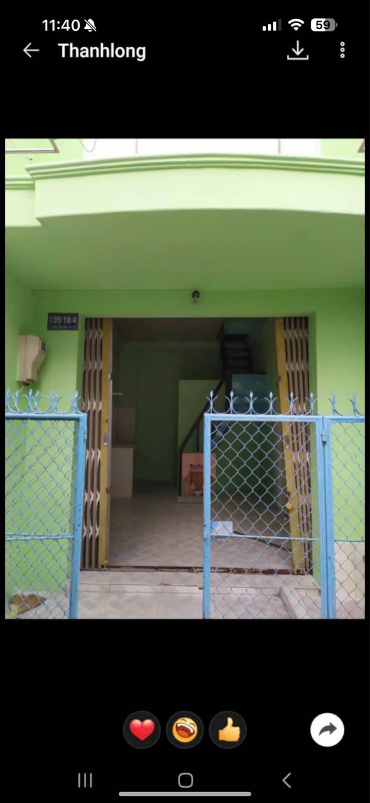 Nhà trệt lầu cho thuê hẻm 195 Trương Công Định, 21m² - Giá 1.5 triệu/tháng