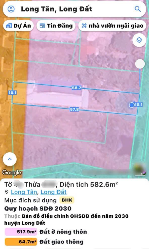 Đất nền mặt tiền Tỉnh Lộ 52, Long Tân 583m² giá 5.5 tỷ - Kinh doanh ngay!