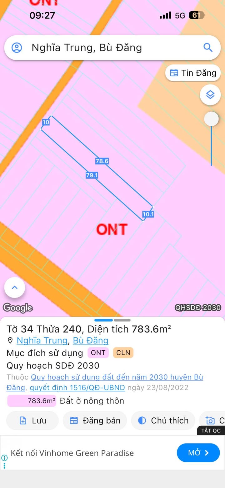 Lô đất 783m² Nghĩa Trung, Bù Đăng chỉ 300 triệu - Đầu tư sinh lời!