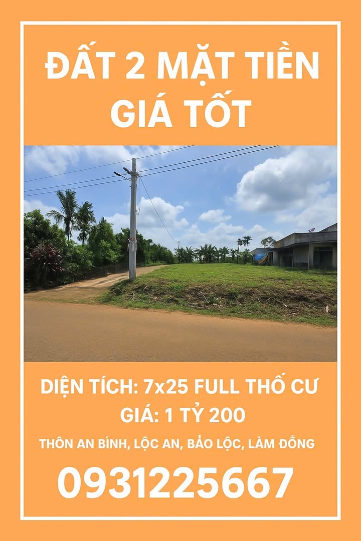 Đất nền 2 mặt tiền đường Liên Thôn, xã Lộc An, 175m² - Tiềm năng kinh doanh lớn!