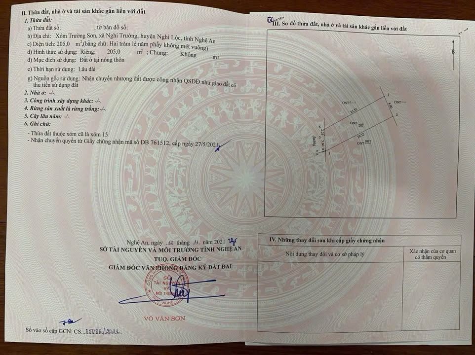 Đất nền khu phố Trường Sơn, xã Nghi Trường 205m² - Giá thỏa thuận, cơ hội đầu tư tiềm năng!