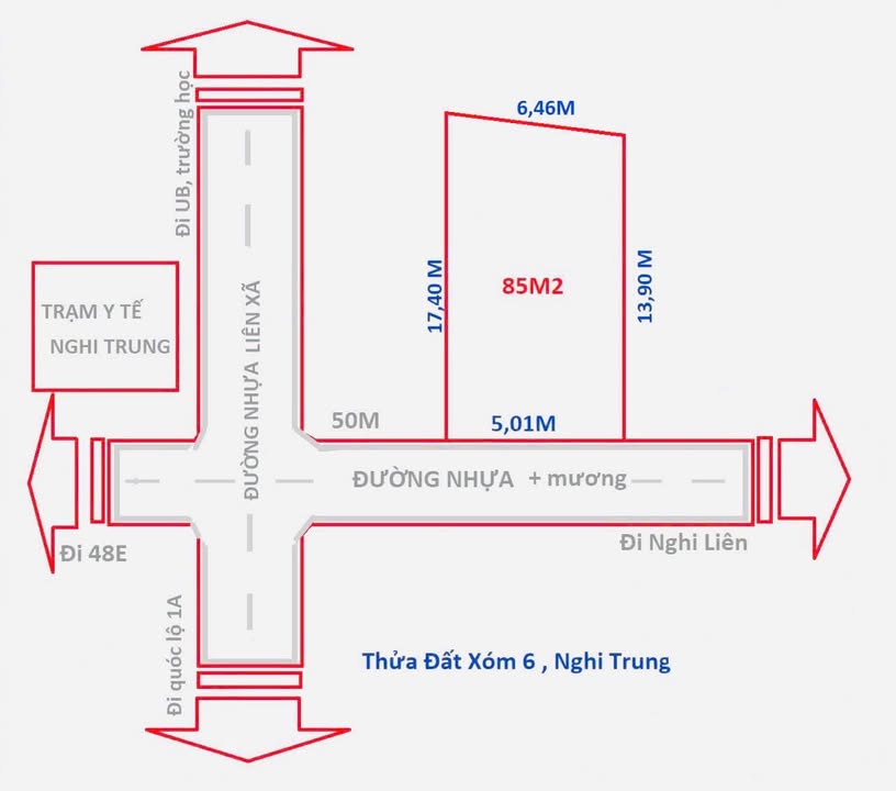 Bán đất Xóm 6, Nghi Trung 85m² giá 1.3 tỷ - Khu dân cư hiện hữu!