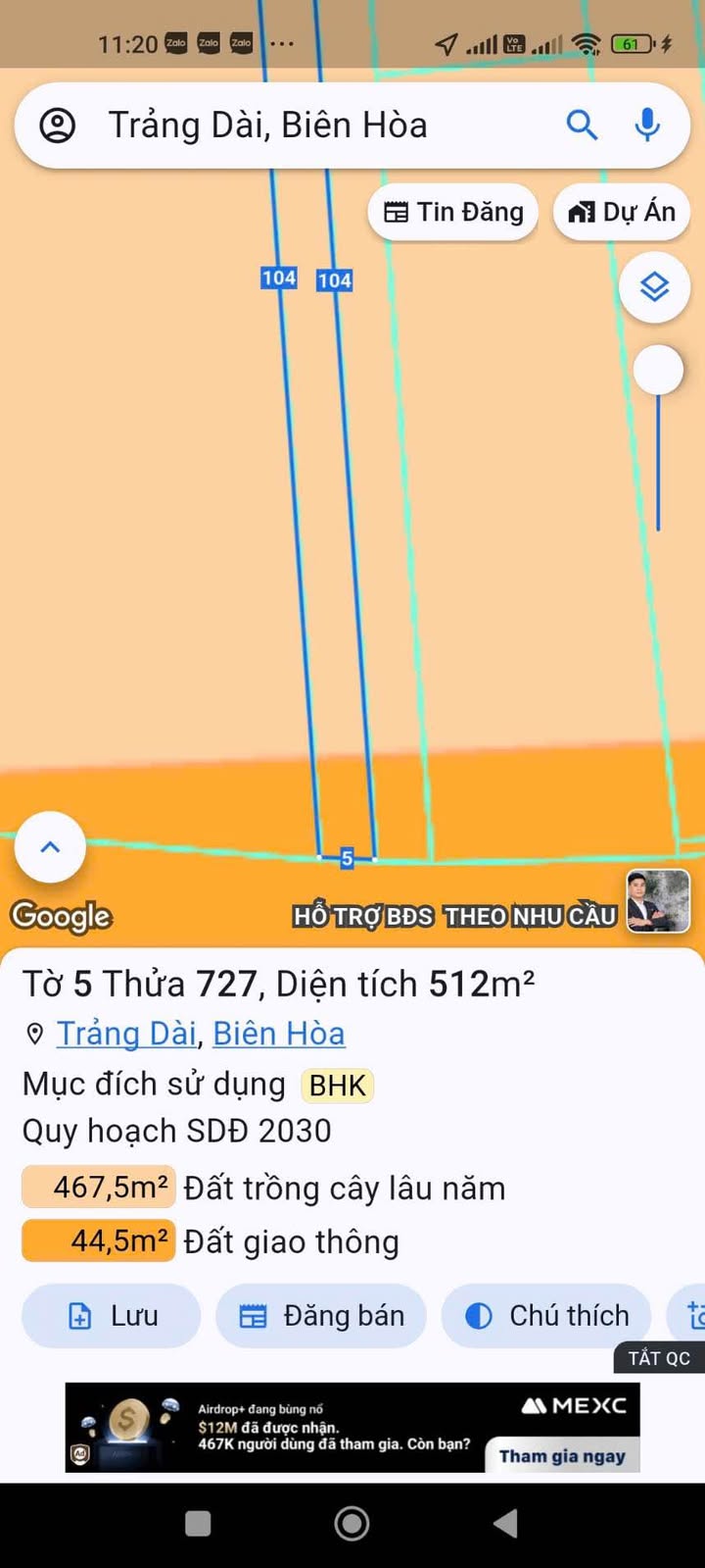 Đất mặt tiền đường 768 KP4 Trảng Dài 520m² giá 2.6 tỷ - Sổ đỏ chính chủ!