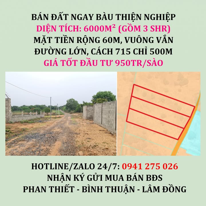 Đất nền 6000m² Thiện Nghiệp, Phan Thiết giá 6 tỷ - Cơ hội đầu tư sinh lời!